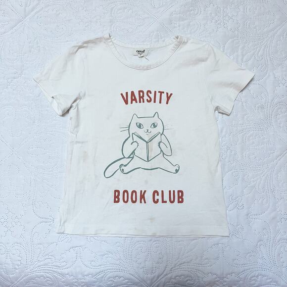 Oeuf Varsity Book Club Cat Tee Size 2T - Picture 2 of 7